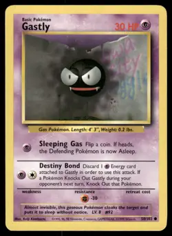 Pokemon Cards Gastly 50/102 UNLIMITED Base Set WOTC Common NM - Image 1