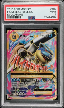 2016 Pokemon XY Evolutions M Blastoise EX #102 FA PSA 9 MINT - Image 1