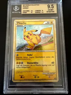 Pokemon Pikachu PW Promo 2010 World Collection BGS 9.5 GEM MINT Deutsch - Image 1