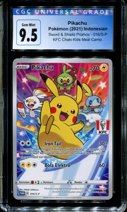 Pikachu - 016/S-P - CGC 9.5 - Sword & Shield Promos - Indonesian - KFC - Pokemon - Image 1