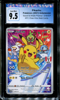 Pikachu - 016/S-P - CGC 9.5 - Sword & Shield Promos - Indonesian - KFC - Pokemon - Image 1