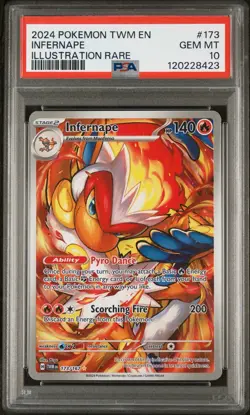 2024 POKEMON TWM EN-TWILIGHT MASQUERADE ILLUSTRATION RARE #173 INFERNAPE PSA 10 - Image 1