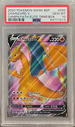 PSA 10 GEM MINT Pokemon Charizard V Champions Path Elite Trainer Box SWSH050 - Image 1
