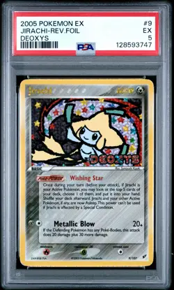 2005 POKEMON EX DEOXYS #9 JIRACHI-REVERSE FOIL PSA 5 - Image 1