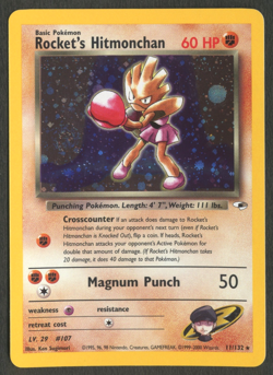 Pokemon TCG: Rocket's Hitmonchan 011/132 Gym Heroes WoTC Holo Rare with Swirl - Image 1