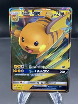 Pokemon TCG: Hidden Fates Black Star Promo Raichu GX SM213 Card - Image 1