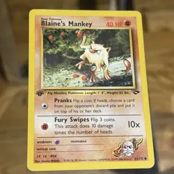1st Edition Blaine's Mankey 63/132 - Gym Challenge - Pokemon Card - Image 1