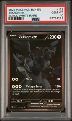 PSA 10 ZEKROM ex 172/086 | Black Bolt BWR Full Art Graded Pokemon Card - Image 1