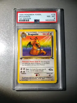 1999 Pokemon Card Fossil Set 1st Edition Dragonite #19 19/62 PSA 8 NM - Mint - Image 1