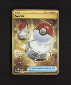Switch 206/165 Scarlet & Violet 151 Gold Secret Rare Holo Pokemon Card NM - Image 1