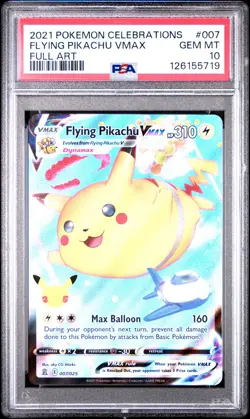 2021 POKEMON CELEBRATIONS #007 FULL ART/FLYING PIKACHU VMAX PSA 10 - Image 1