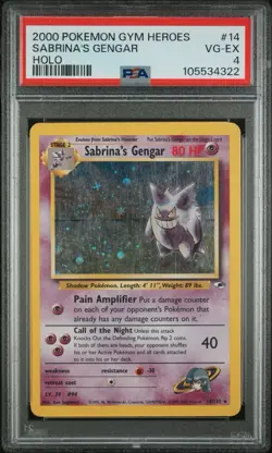 PSA 4 Sabrina's Gengar Holo Rare 14/132 Gym Heroes 2000 Pokemon WoTC VG EX - Image 1