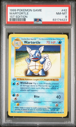 GRAY GREY STAMP Wartortle 42/102 1st Edition Pokemon Base Set PSA 8 NM/Mint - Image 1
