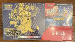 Pokemon Surging Sparks ETB + Booster Bundle 2-Pack Factory Sealed Costco - Image 1