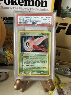 2006 POKEMON EX CRYSTAL GUARDIANS GOLD STAR #100 CELEBI-HOLO PSA 8 - Image 1