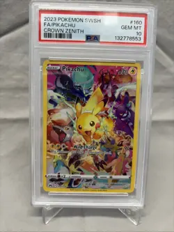 Pokemon Pikachu 160/159 Full Art Secret Rare Crown Zenith 2023 PSA 10 - Image 1