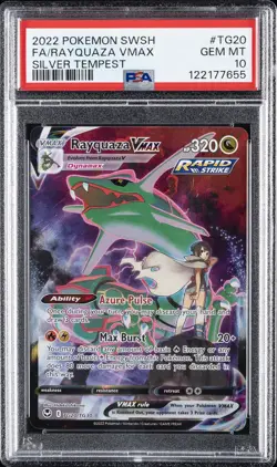 2022 POKEMON SWORD & SHIELD SILVER TEMPEST #TG20 FULL ART/RAYQUAZA VMAX PSA 10 - Image 1