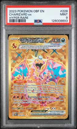 2023 POKEMON OBF EN-OBSIDIAN FLAMES HYPER RARE #228 CHARIZARD EX PSA 9 - Image 1