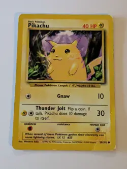 Pokemon Card 1999 PIKACHU Rare Yellow Cheeks 58/102 Base Set (#6 - Image 1