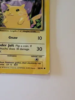 Pokemon Card 1999 PIKACHU Rare Yellow Cheeks 58/102 Base Set (#6 - Image 2