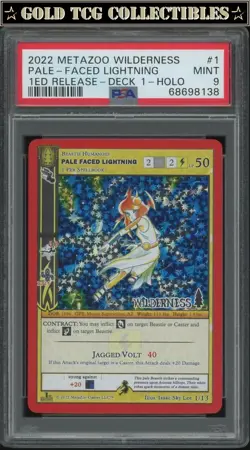 PSA 9 ⭐ MetaZoo Pale-Faced Lightning 1 Wilderness Holo Promo 1st Edition Card - Image 1
