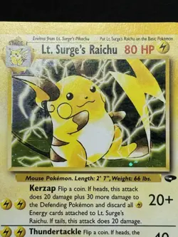 Pokemon TCG Lt. Surge's Raichu Holo Unlimited Holo Rare Card 11/132 LP+ - Image 3
