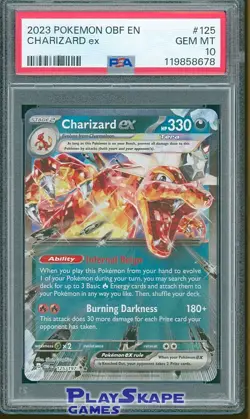 Pokemon Card PSA 10 Charizard ex Obsidian Flames 125/197 OBF Holo Rare 2023 - Image 1
