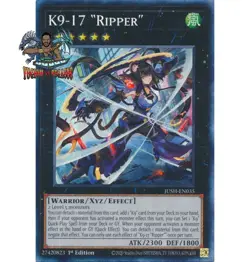 Yugioh! 1x K9-17 "Ripper" JUSH-EN035 Collector's Rare 1st Ed NM - Image 1