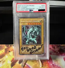 Yu-Gi-Oh! TCG PSA 4 Signed By Eric Stuart Blue Eyes White Dragon - Image 1