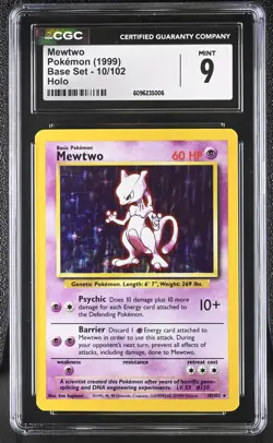 CGC 9 MINT Mewtwo 1999 Base Set 10/102 Holo Pokemon Card - Image 1