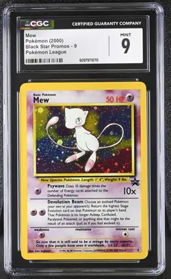 CGC 9 MINT Mew 2000 Black Star Promos 9 Holo Pokemon Card - Image 1