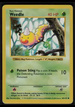 Weedle 069/102 Base Set (Shadowless) Pokemon TCG HP - Image 1