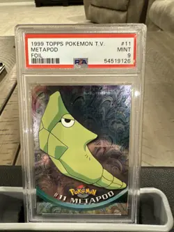 PSA 9 Metapod Topps Chrome #11 Pokemon TV Holo Foil 2000 Graded Mint - Image 1