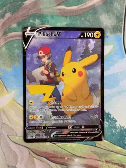 Pokemon TCG Pikachu v TG16/TG30 Lost Origin Full Art Holo Ultra Rare Card 2022 - Image 1