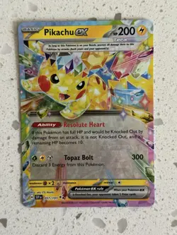Pokemon TCG Pikachu ex Surging Sparks 057/191 NM Card Double Rare - Image 1
