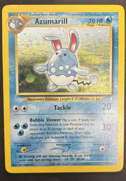 Azumarill - 2/111 - Pokemon Neo Genesis Unlimited Holo Rare Card WOTC DMG Swirl - Image 1