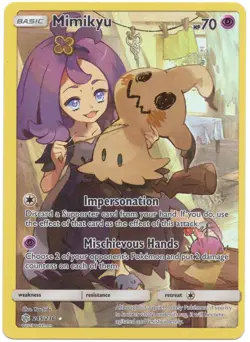 2019 POKEMON SUN & MOON COSMIC ECLIPSE SECRET #245 FULL ART MIMIKYU Miss-cut - Image 1