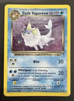 Pokemon TCG: Dark Vaporeon (LC Holo) Holo Rare 009/110 Legendary Collection - Image 1