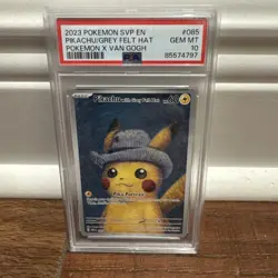 Pokemon Pikachu with Grey Felt Hat Van Gogh Full Art Promo SVP EN 085 PSA 10 - Image 1