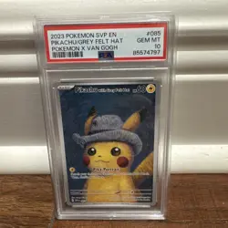 Pokemon Pikachu with Grey Felt Hat Van Gogh Full Art Promo SVP EN 085 PSA 10 - Image 2