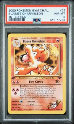 2000 POKEMON GYM CHALLENGE 1ST ED #31 BLAINE'S CHARMELEON PSA 8 - Image 1