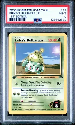 2000 POKEMON GYM CHALLENGE 1ST ED #39 ERIKA'S BULBASAUR PSA 9 - Image 1