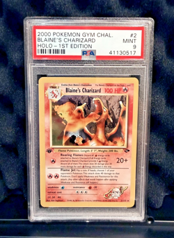 2000 Pokemon Gym Challenge 1st Edition Blaine’s Charizard Holo #2 PSA 9 Mint - Image 1