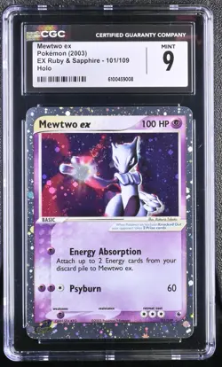 Pokemon Mewtwo ex EX Ruby & Sapphire Holo Ultra Rare #101 CGC 9 Mint Like PSA - Image 1