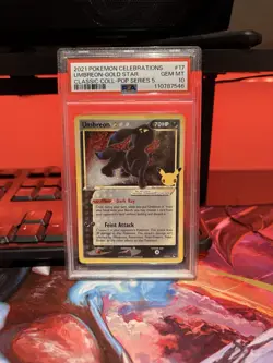 2021 POKEMON SWORD & SHIELD CLASSIC CELEBRATIONS #17/17 UMBREON GOLD STAR PSA 10 - Image 1
