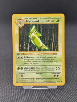 Pokemon Card Metapod Shadowless Base Set 1st Edition Common 54/102 NM - Image 1