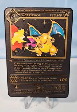 Pokemon 1st Edition Charizard Hp 120 Base Set 1st Edition Black Metal Card - Image 1