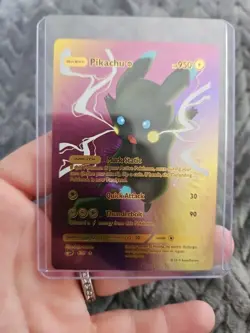 Pikachu Rainbow Foil Fan Art Vinyl Collector Display Pokemon Card - Image 1