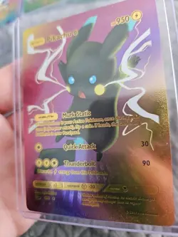 Pikachu Rainbow Foil Fan Art Vinyl Collector Display Pokemon Card - Image 4
