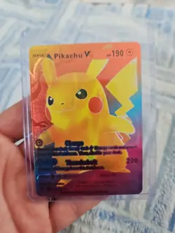 Pikachu V Rainbow Foil Fan Art Vinyl Collector Pokemon Display Card 170/185 - Image 1